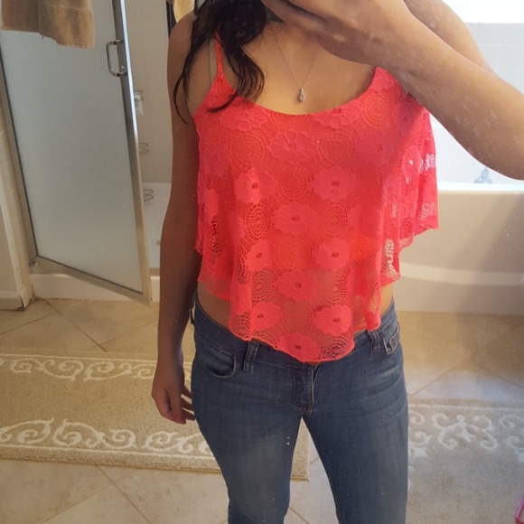 Charlotte Russe Tops - Neon pink crop top